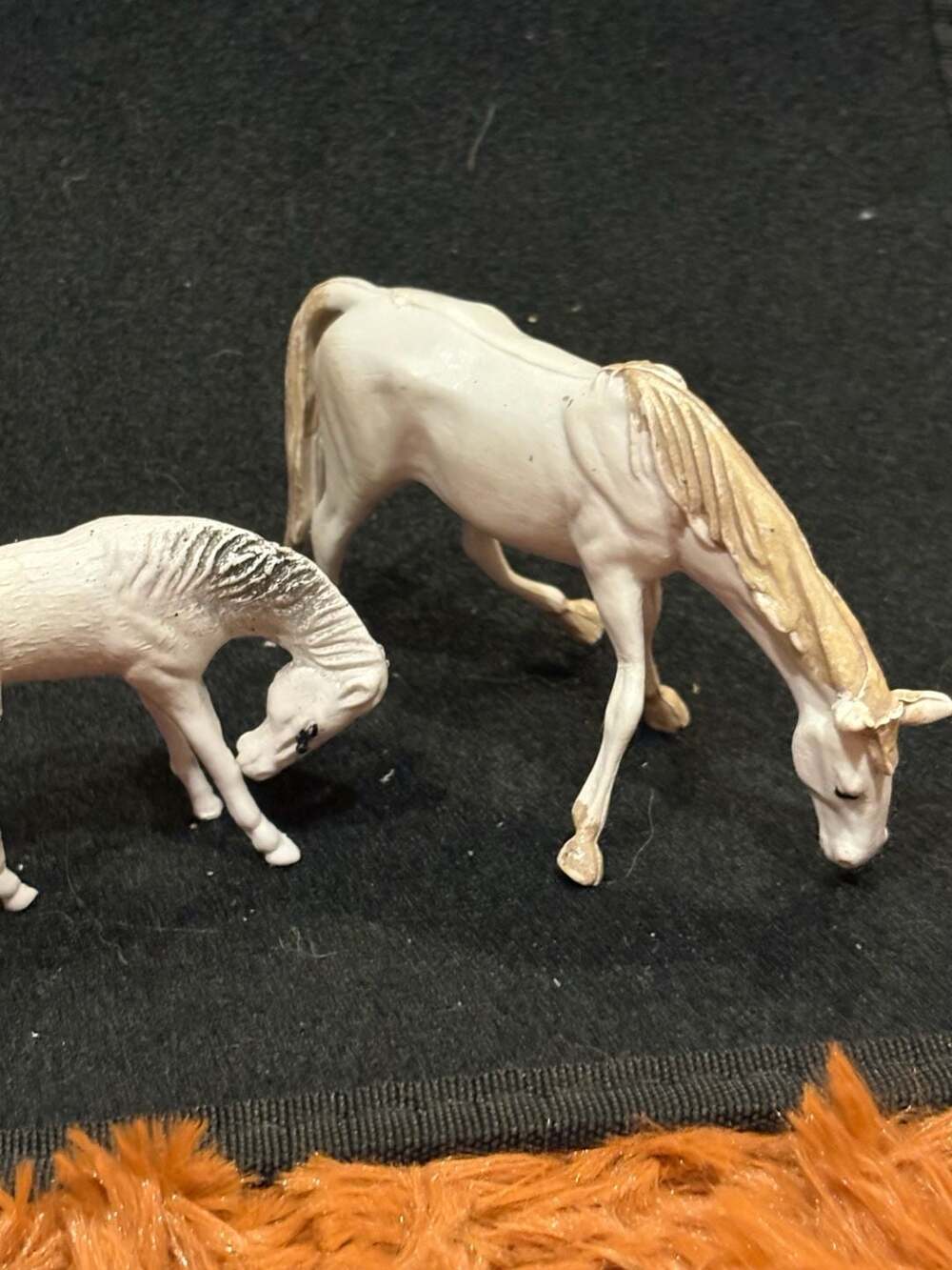 Vintage Plastic Miniature Grazing Horse Figurine Lot White Hong Kong